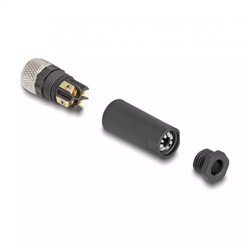 DeLOCK conector M8 codificado A de 4 polos conector hembra conexión por tornillo 60532