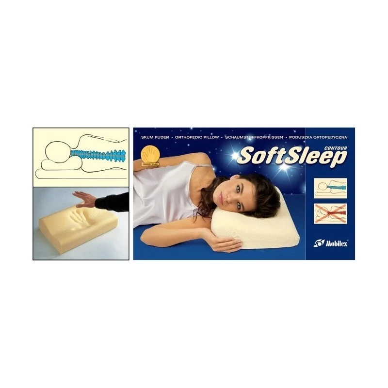 Almohada ortopédica Mobilex SoftSleep talla L, espuma ergonómica, 500×300×120 mm, densidad 50 kg/m³