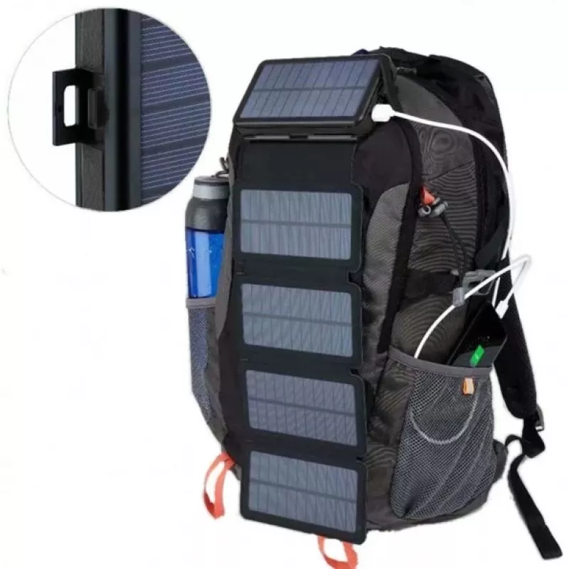 PowerNeed ES20000B panel solar plegable con power bank, 9 W, 20000 mAh, Li-Poly, 2x USB 2 A, negro
