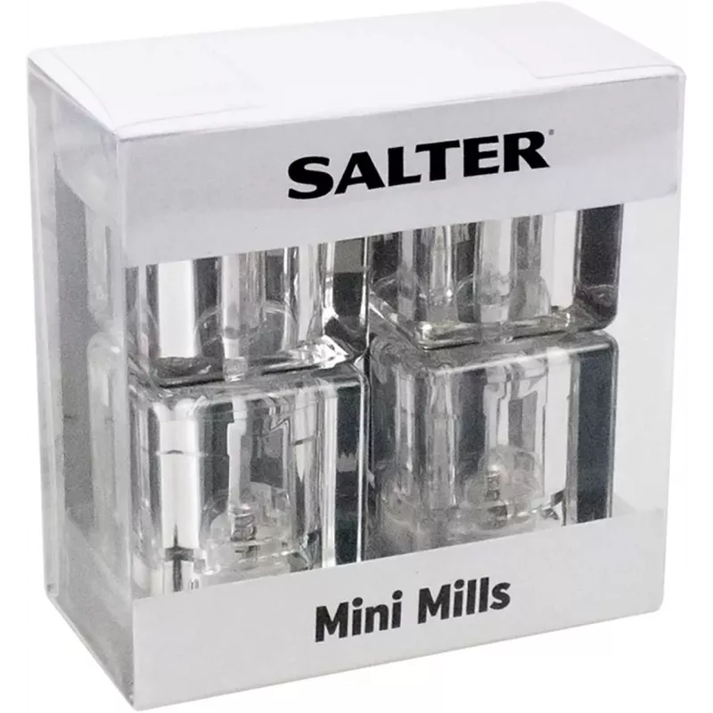 Molinillo de sal y pimienta Salter 7605 CLXR Twin diseño compacto, a pilas, molienda ajustable