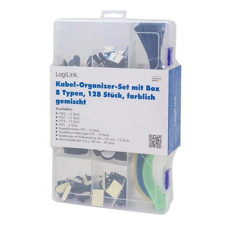 LogiLink Set organizador de cables 128 piezas