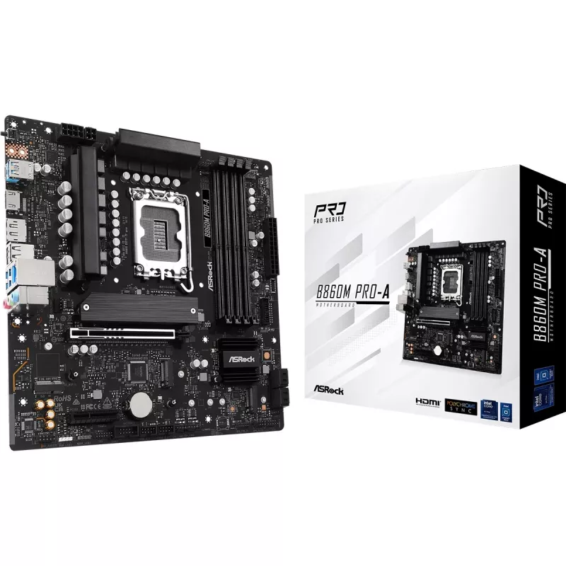Placa base ASRock B860M Pro-A micro ATX — Intel B860, LGA 1851, DDR5, 4 DIMM, hasta 256 GB, 2.5Gb Ethernet