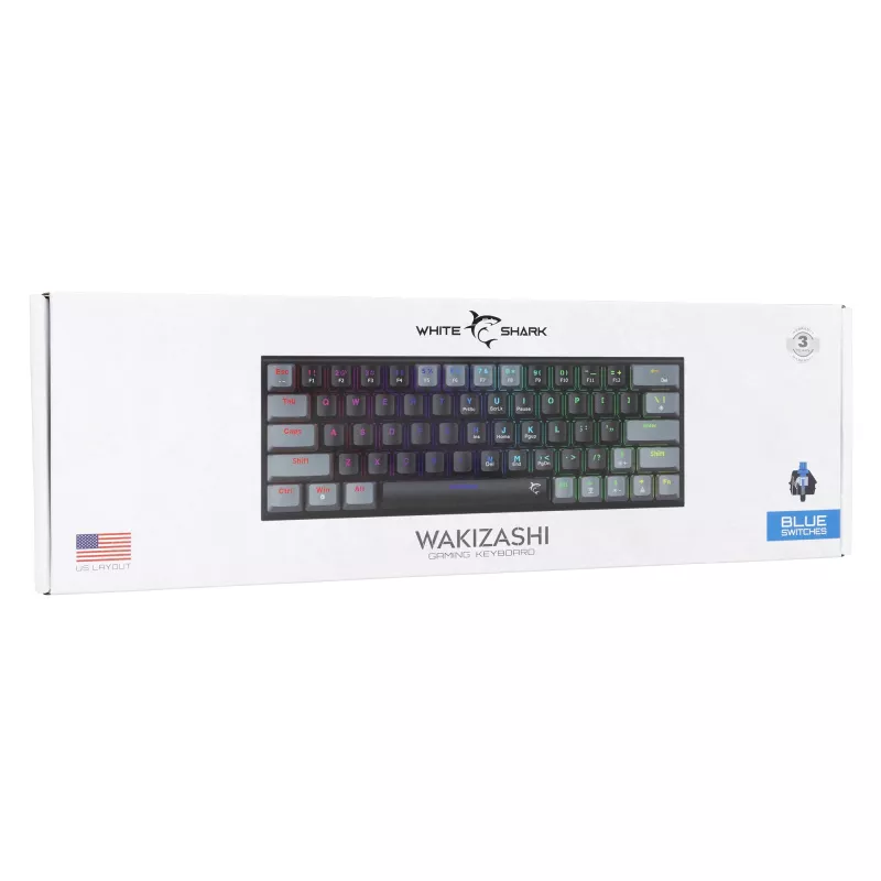 Teclado mecánico gaming White Shark Wakizashi GK-002121V2 — marco negro/gris, switches US Blue