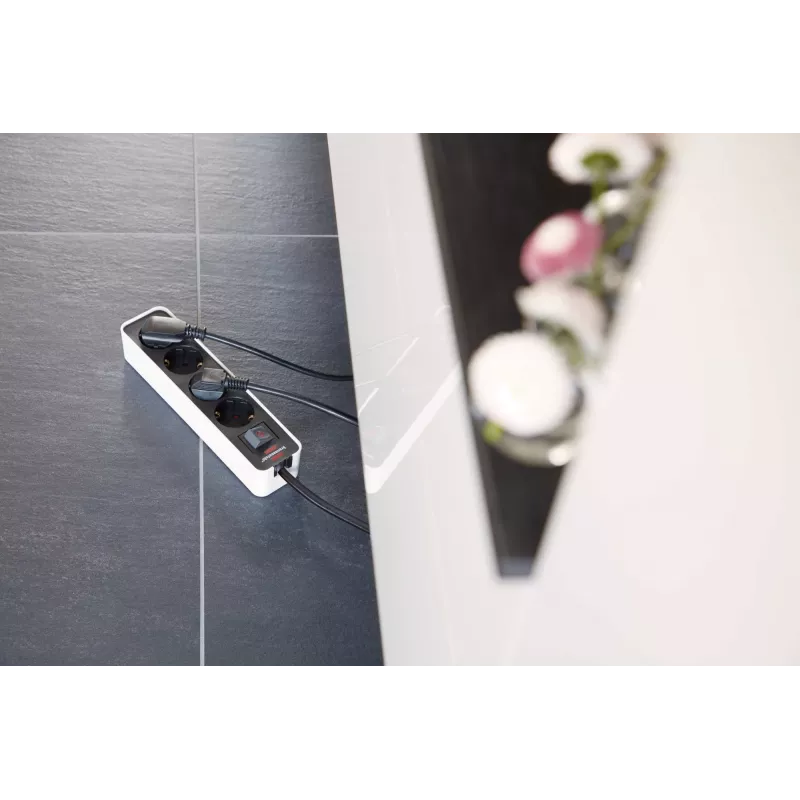 Regleta de enchufes Brennenstuhl Ecolor 4 tomas [Superficie pulida, cable de 1,5 m, Blanco/Negro]