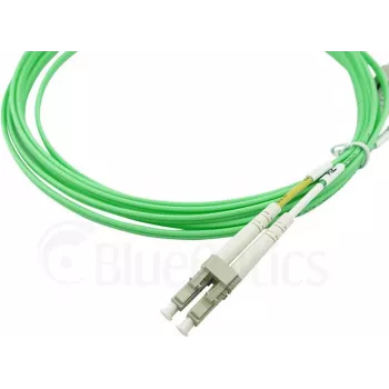 Cable de conexión de fibra óptica dúplex BlueOptics, LC-UPC/LC-UPC beige, 10 metros, multimodo G50/125µm, OM5