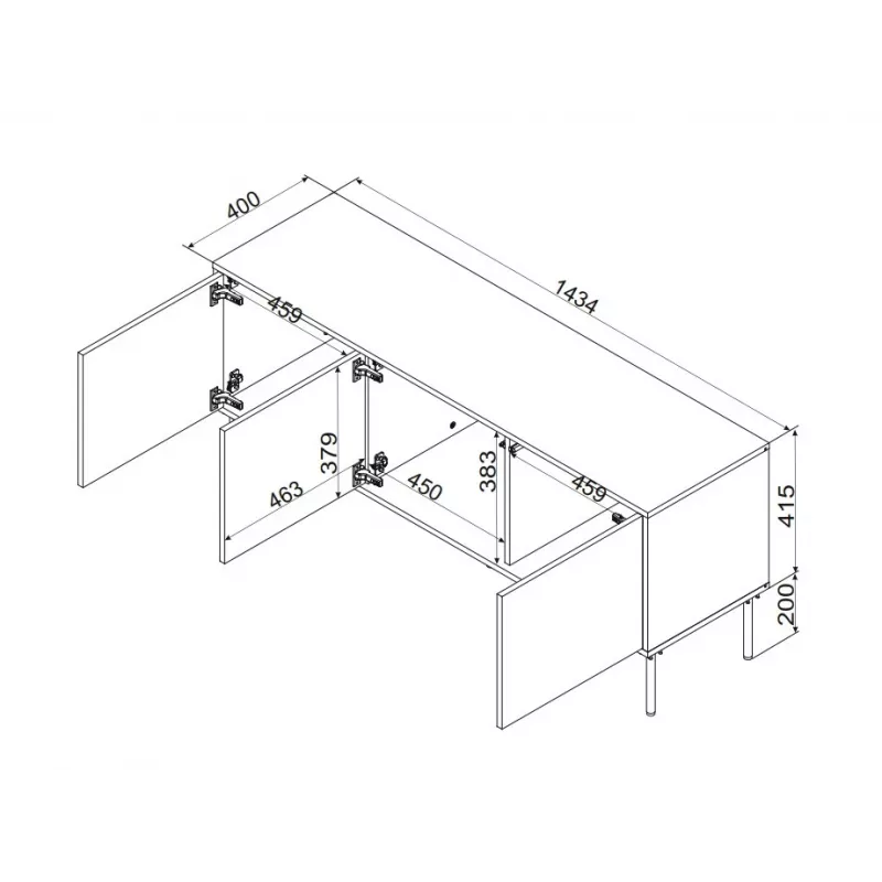Mueble TV Cama INSERTO 3D 143.5x40x61.5 cashmere + LED