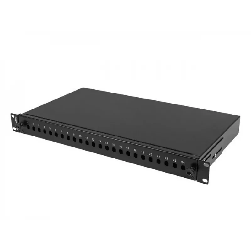Panel de parcheo de fibra óptica LANBERG FOP1-24ST-FCB 1U 24xST / 24xFC montaje en rack Negro