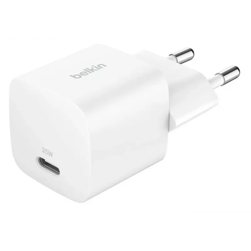 Cargador Belkin BoostCharge 25W USB-C PD (CA de interior) blanco — para consolas portátiles, smartphones, tablets