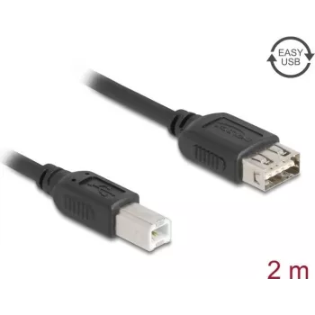 Cable USB 2.0 DELOCK 81531 — 2 m, USB B a USB A, negro, contactos dorados