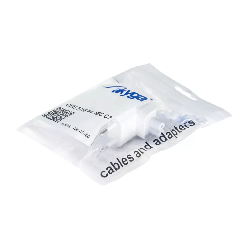Akyga AK-AD-60 conector macho de repuesto EU CEE 7/16 a IEC C7, blanco