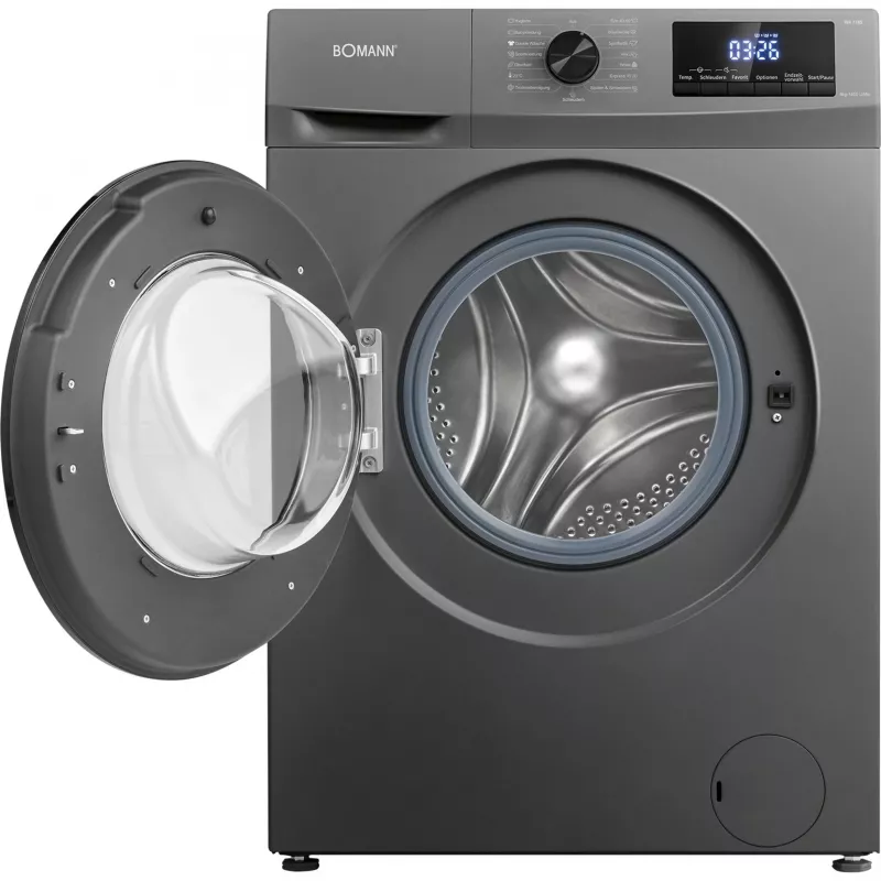 BOMANN WA 7185 lavadora de carga frontal, 8 kg, 1400 rpm, titanio/negro