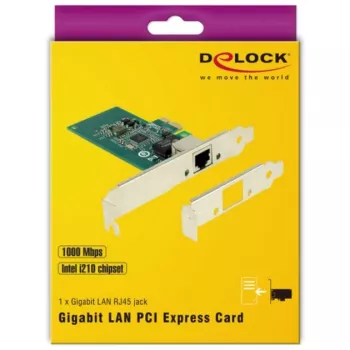 DeLock tarjeta PCI Express > 1 x Gigabit LAN - adaptador de red - PCIe 2.1 perfil bajo - Gigabit Ethernet