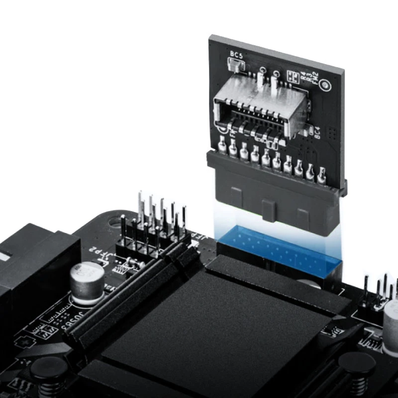 GrauGear adaptador interno de USB 3.0 de 19 pines a USB 3.1 Type-E de 20 pines Key A, 90 grados