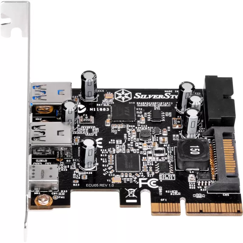 SilverStone ECU05 - adaptador USB - PCIe 2.0 x2 perfil bajo - USB 3.1 Type-C x 1 + USB3.0 x 2 + USB3.0 (interno) x 2 (SST-ECU05)
