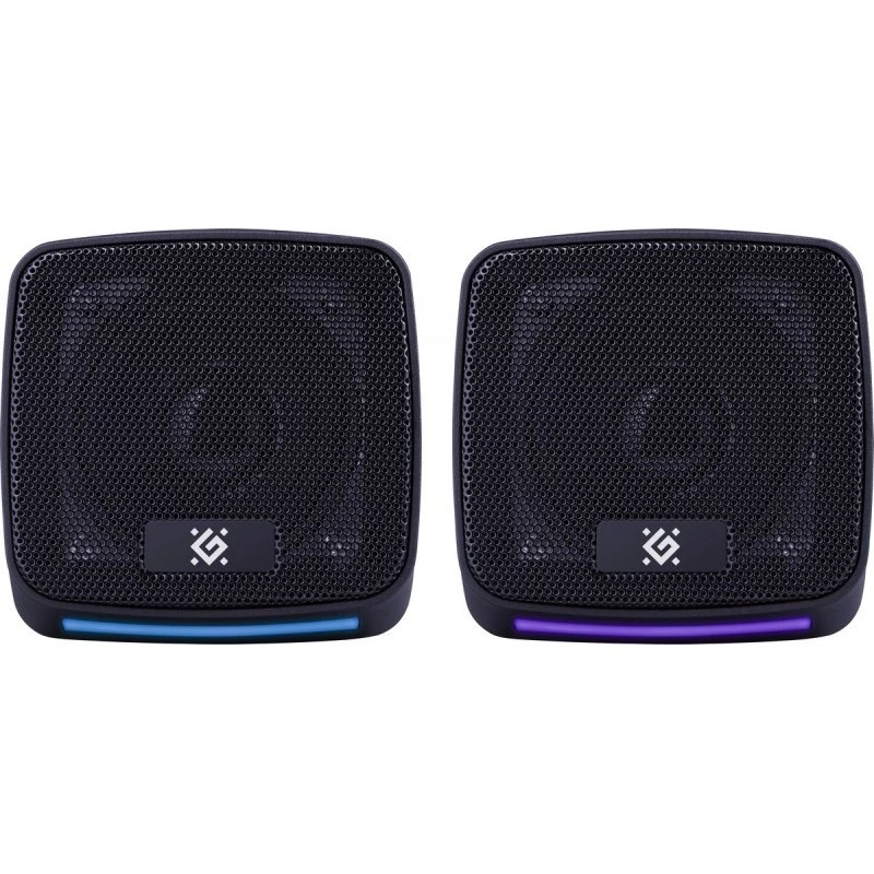 Defender J3 2.0 altavoces para PC, 6 W, LED, alimentación USB, AUX, 90–20000 Hz, negros