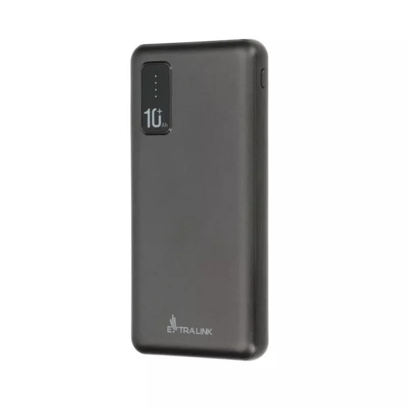 Batería portátil Extralink EPB-098B 10000 mAh, LiPo, 2× USB-A + 1× USB-C, negra