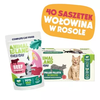 ANIMAL ISLAND ternera en caldo comida para gatos monopaquete 40x85g