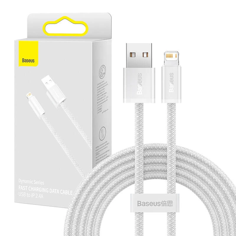 Cable Baseus Dynamic USB a Lightning, 2,4A, 2m (blanco)