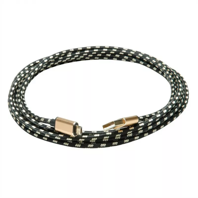 Cable USB ROLINE 11.02.8820 1,8 m USB 2.0 USB-C Micro-USB B negro - dorado (11.02.8820)