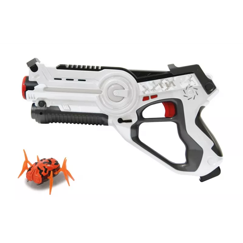 Jamara 410065 Impulse Laser Bug Hunt Set, pistola láser de juguete con diana, blanco/naranja