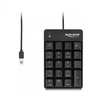 Teclado numérico DeLOCK 12108 USB negro 19 teclas 1,6 m cable