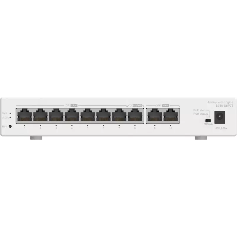 HUAWEI eKit S380-S8P2T router multiservicio, 2x WAN, 8x LAN PoE