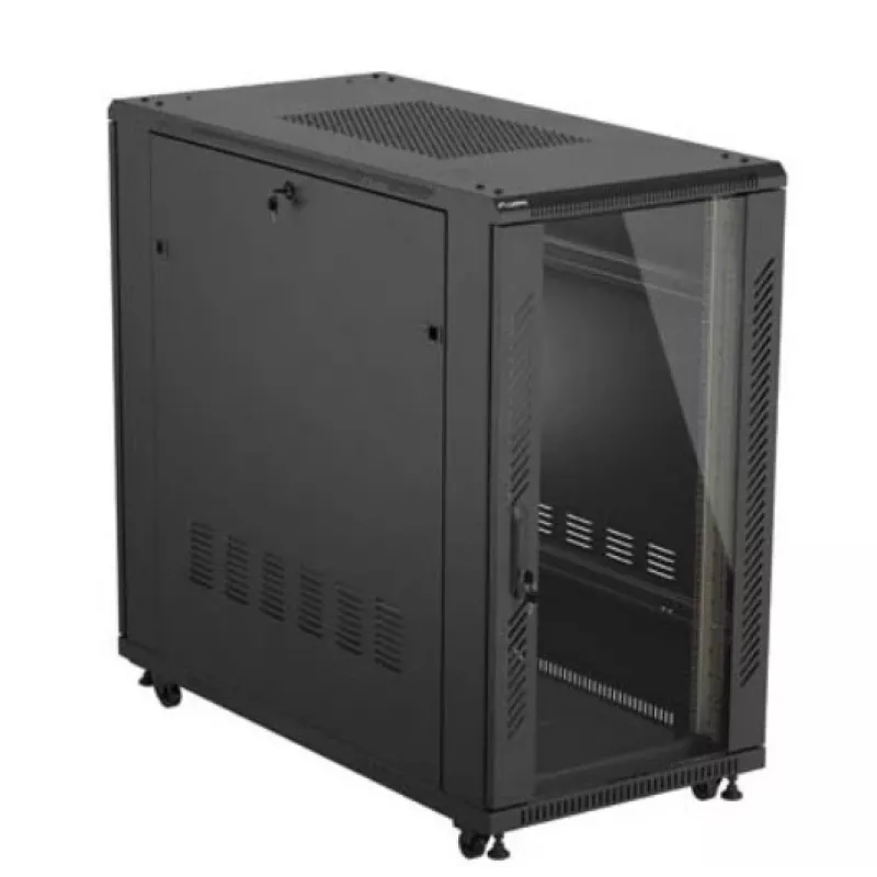 Armario rack LANBERG FF01-6222-12B 22U 600x1200 mm negro con puertas frontal y trasera de cristal