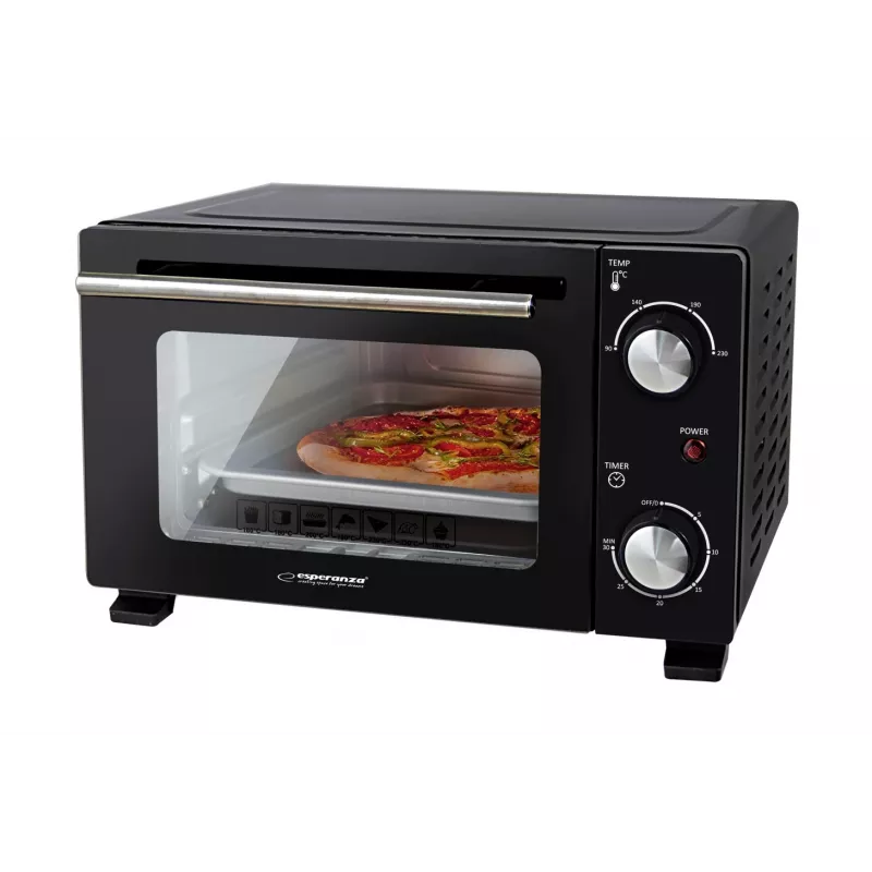 Esperanza EKO007N Calzone minihorno, 10 l, 800 W, negro