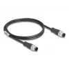 Cable de red DeLOCK M12 cable codificado A 8 pines conector macho a conector macho Cat5e 1 m negro