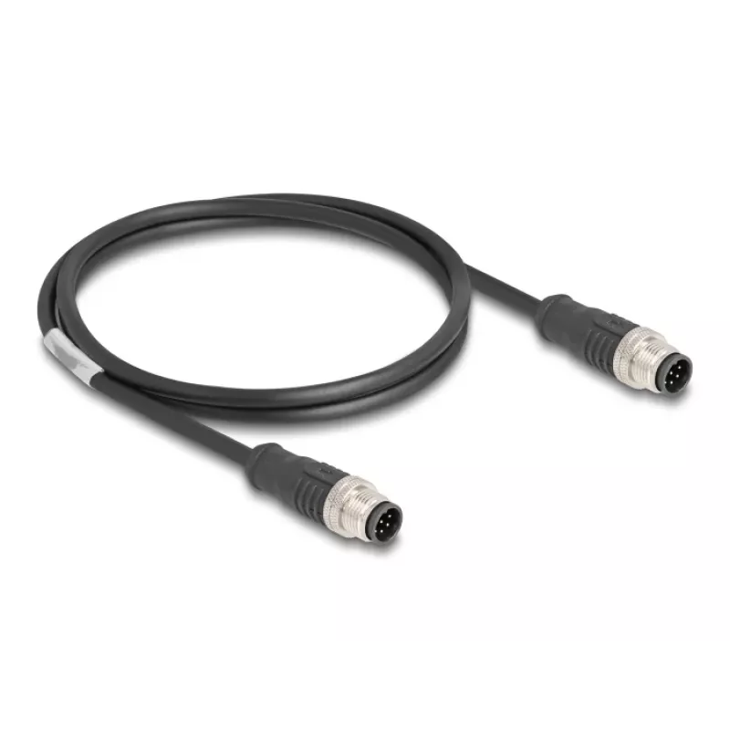 Cable de red DeLOCK M12 cable codificado A 8 pines conector macho a conector macho Cat5e 1 m negro