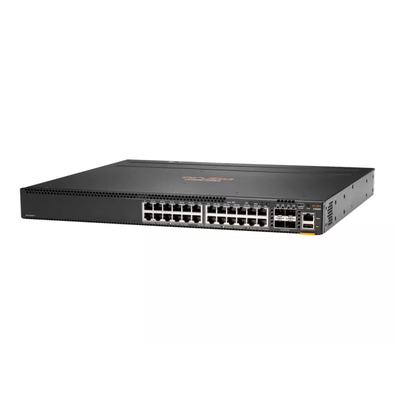 HPE Aruba 6300M - Switch - L3 - gestionado - 24 x 10/100/1000 + 4 x 1 Gigabit / 10 Gigabit / 25 Gigabit / 50 Gigabit SFP56 (Uplink / Stacking) - Frontal y lateral a posterior - montaje en ra
