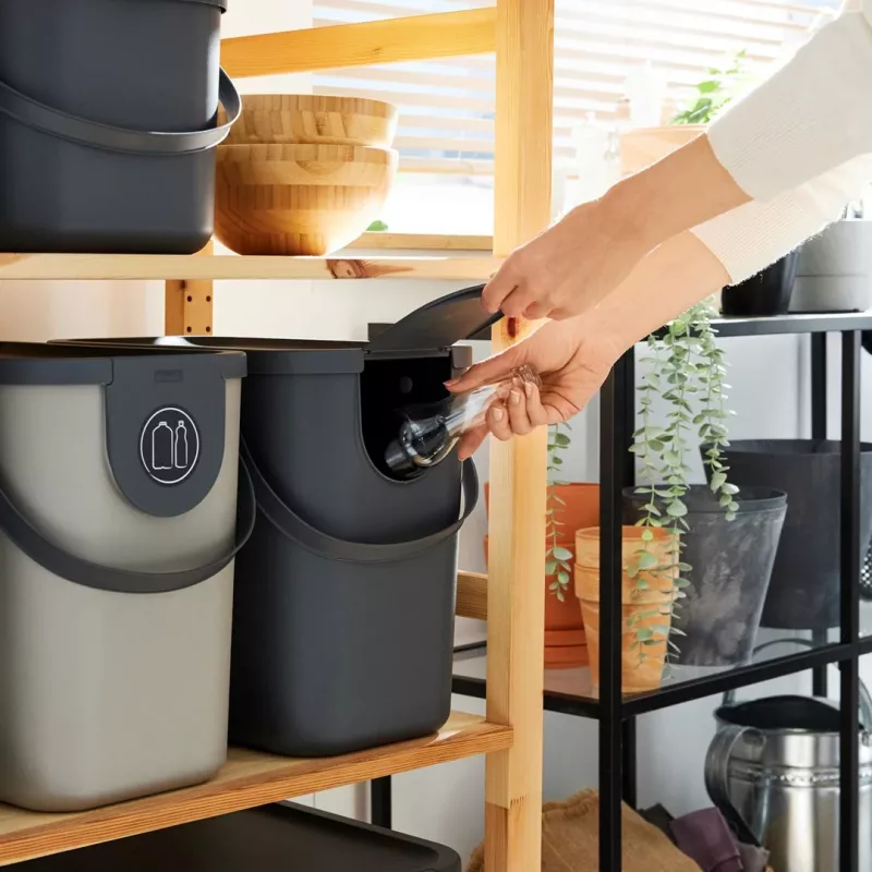 Rotho Albula contenedor para clasificación de residuos, 25 l, capuchino