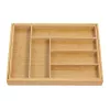 Organizador de cajón de cubiertos GreenBlue GB379, bandeja de bambú con compartimentos, acabado natural