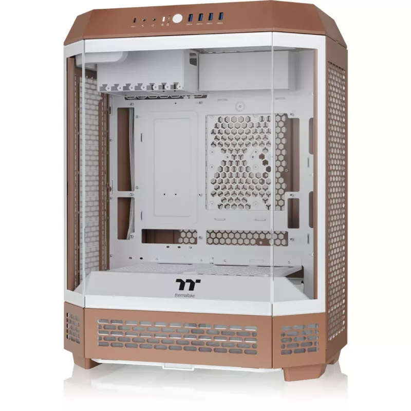 Caja Thermaltake The Tower 600 CA-1Z1-00MUWN-00 Midi Tower ATX, vidrio templado, 2 ventiladores de 140 mm, compatible con unidades de 3,5/2,5 pulgadas, Mocha Mousse