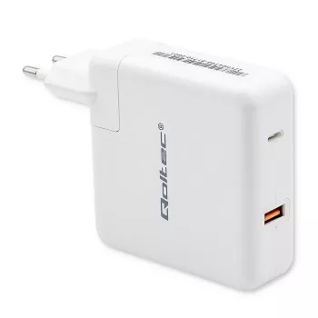 Qoltec Cargador GaN FAST 108W | 5-20V | 3-4.7A | USB C | blanco