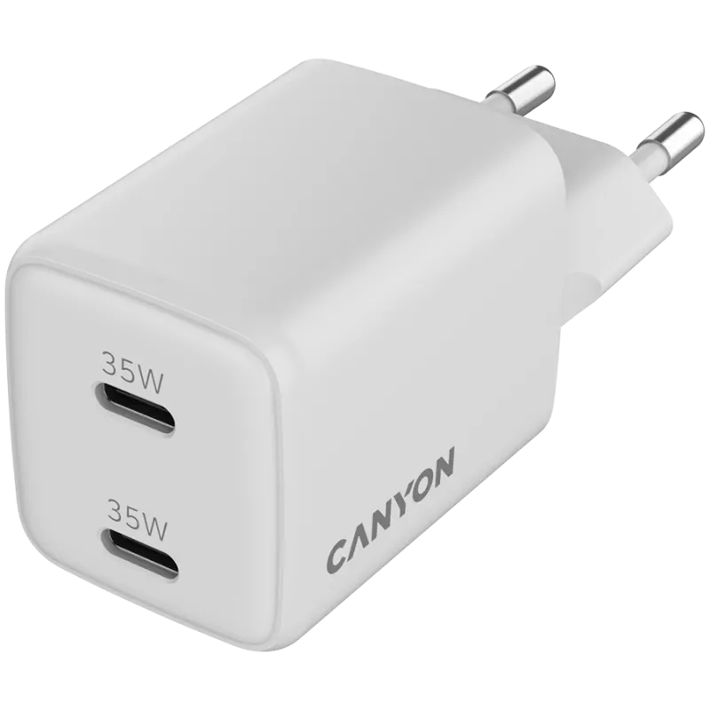 Canyon CU35CC GaN 35 W 2xPD cargador de pared, blanco