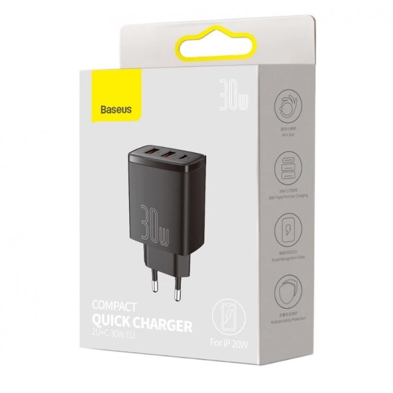 Baseus 30W Cargador USB QC PD3.0 Type-C Cargador rápido PD para iPhone 17 16 15 14 13 12 Pro Max Xiaomi Samsung