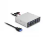 DeLOCK 64208 hub USB pin header 19 pines 5000 Mbit/s negro gris