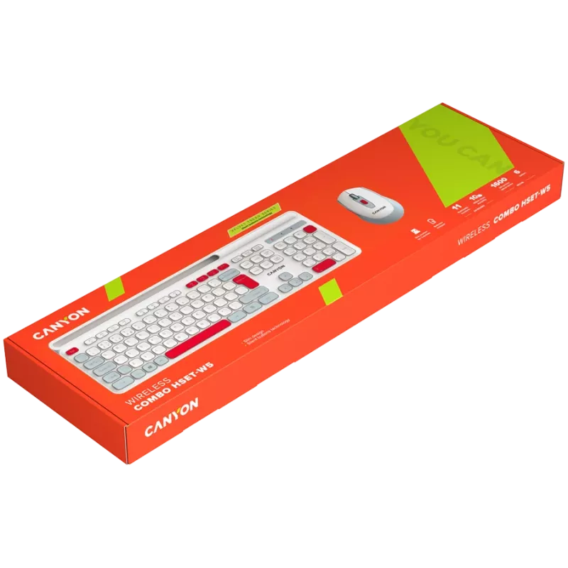CANYON HSET-W5 EN teclado+ratón AAA+AA inalámbrico blanco
