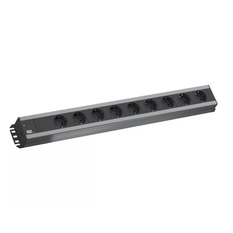 Alargador eléctrico Bachmann 300.001 2 m 9 tomas AC, interior, negro, gris
