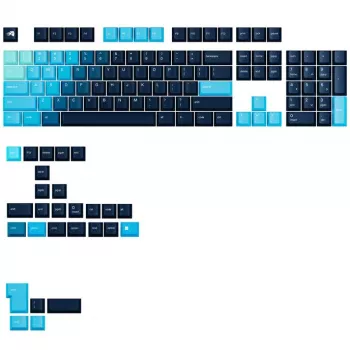 Teclas GLORIOUS GPBT Gradient Celestial Ice – diseño ANSI, set de teclas PBT con sublimación de color