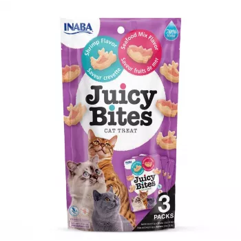 INABA Juicy Bites Gambas y marisco – Snacks para gatos – 3x11,3 g