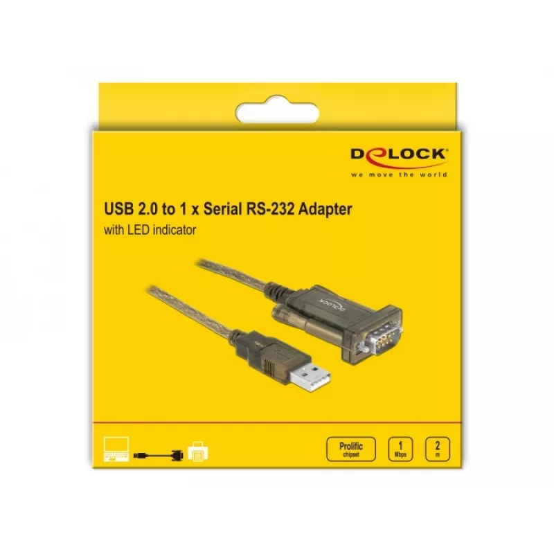 Cable serie DeLOCK 64073 USB Type-A DB-9 transparente 2 m