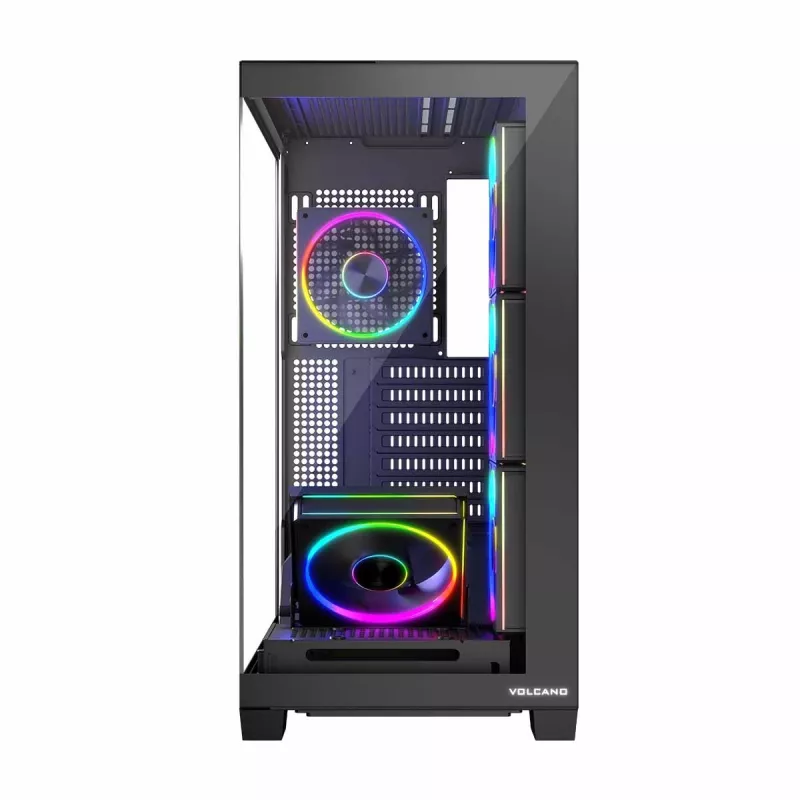 Caja de PC MODECOM Volcano Stellar 5F ATX Midi Tower, cristal templado, 5 ventiladores preinstalados, USB‑C, compatible con microATX/ATX, GPU máx. 420 mm, altura de disipador de CPU 175 mm