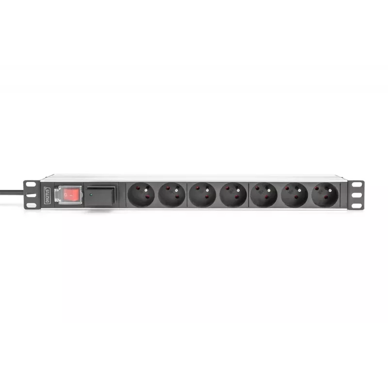 Regleta de enchufes Digitus con perfil de aluminio 7 tomas CEE 7/5 cable de 2 m