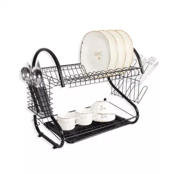 Escurridor de platos Maestro MR-1025-38 negro, escurridor de metal independiente, 38 cm de ancho, negro