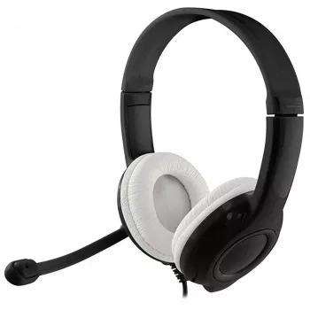 Auriculares MEDIA-TECH MT3573 con cable binaurales plegables con micrófono de diadema, cable de 1,9 m, USB, negro