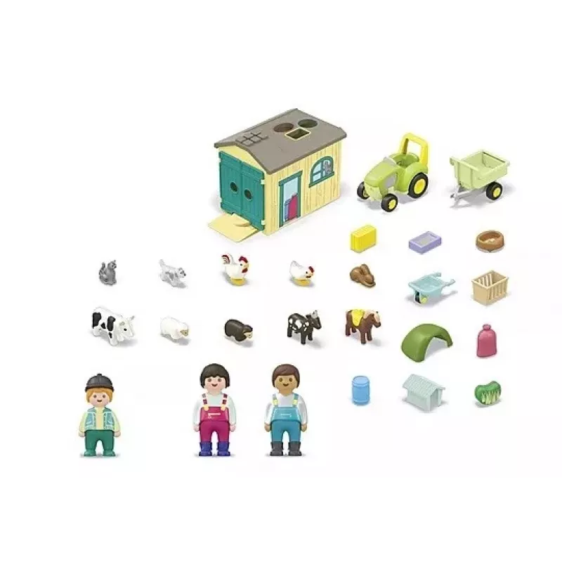Set de figuras Aventura en la granja con tractor, remolque y animales