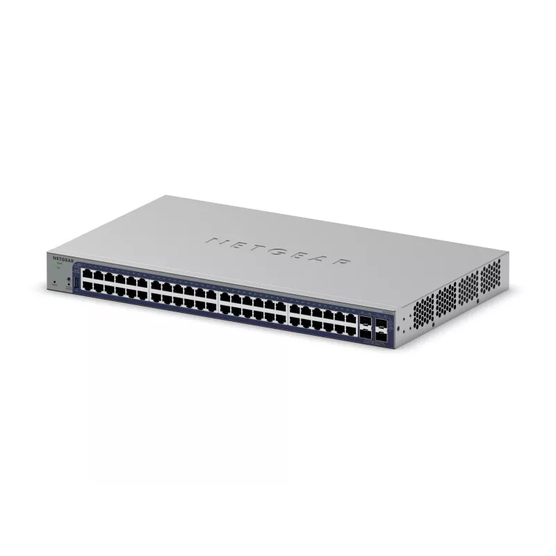 Switch Gigabit Ethernet gestionado Netgear GS752TX, 48x RJ-45 10/100/1000, soporte 10G, rack 1U, gris