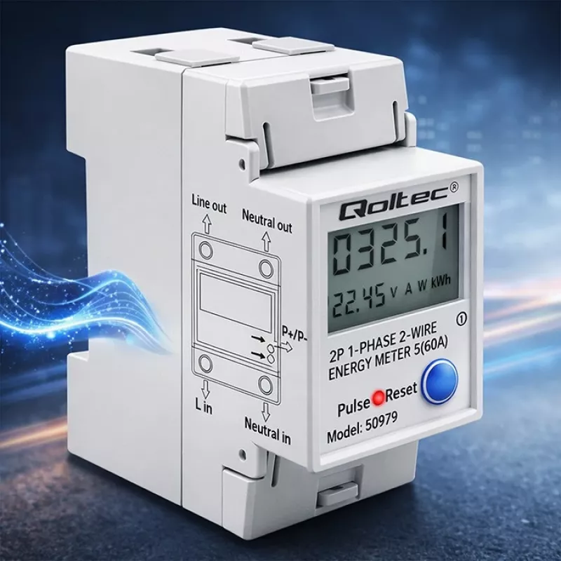 Contador de energía QOLTEC monofásico carril DIN 230V (MPN 50979)